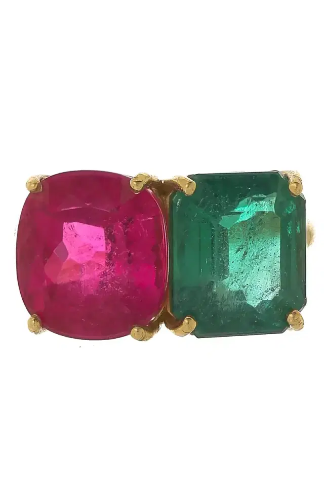 Gemmy Gem Emerald Rubellite Ring
