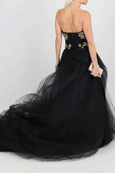 MARCHESA Gold Embroidered Tulle Gown | Thumbnail 4 MARCHESA Gold Embroidered Tulle Gown | Thumbnail 4