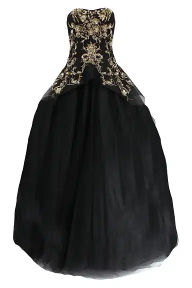 MARCHESA Gold Embroidered Tulle Gown | Thumbnail 1 MARCHESA Gold Embroidered Tulle Gown | Thumbnail 1