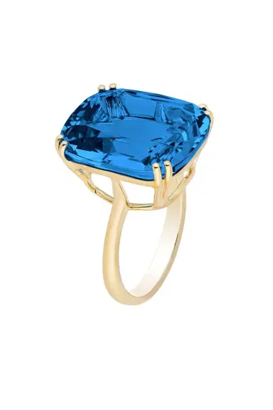 GOSHWARA Gossip Blue Topaz Cushion Ring | Thumbnail 5