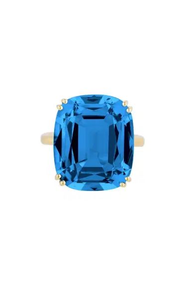 GOSHWARA Gossip Blue Topaz Cushion Ring | Thumbnail 1