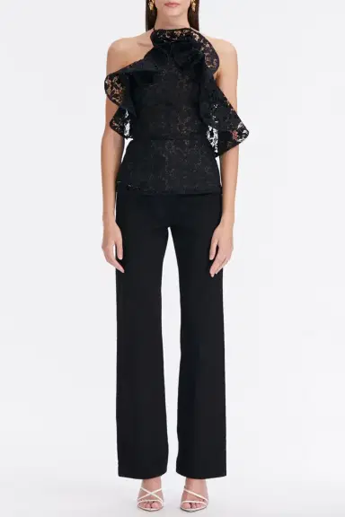 Oscar de la Renta Halter Neck Ruffle Blouse | Thumbnail 2