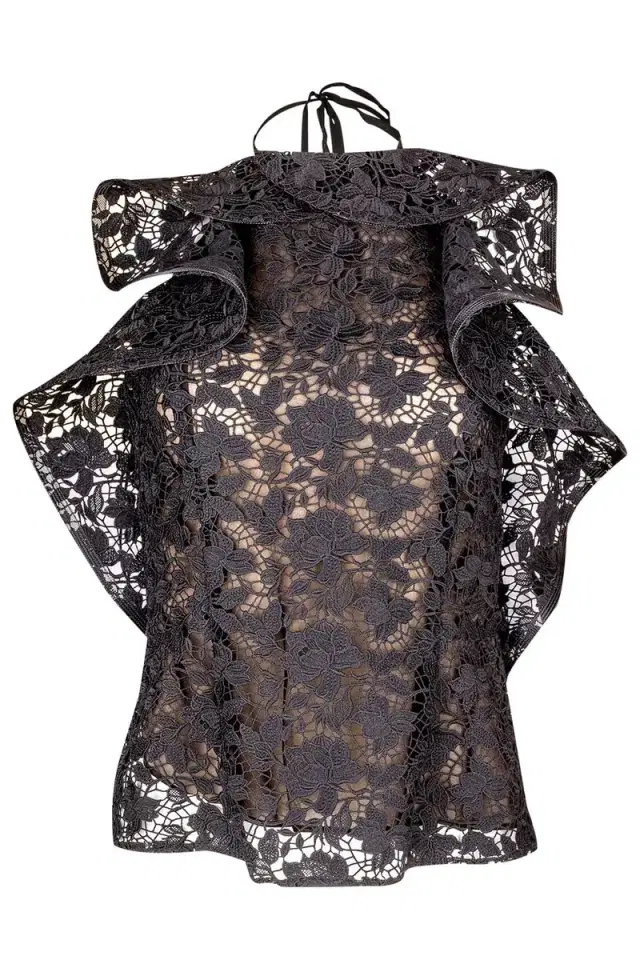 Oscar de la Renta Halter Neck Ruffle Blouse