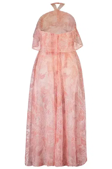 MONIQUE LHUILLIER Halter Ruffle Cocktail Dress | Thumbnail 4
