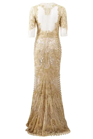 Naeem Khan Illusion Neckline Embroidered Gown | Thumbnail 4 Naeem Khan Illusion Neckline Embroidered Gown | Thumbnail 4