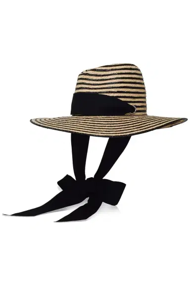 GIGI BURRIS MILLINERY Jeanne With Tie Raffia Hat - Black | Thumbnail 2