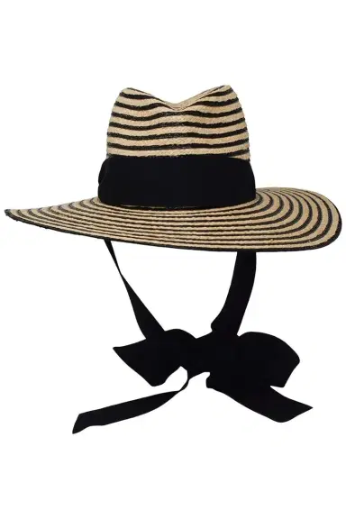 GIGI BURRIS MILLINERY Jeanne With Tie Raffia Hat - Black | Thumbnail 1