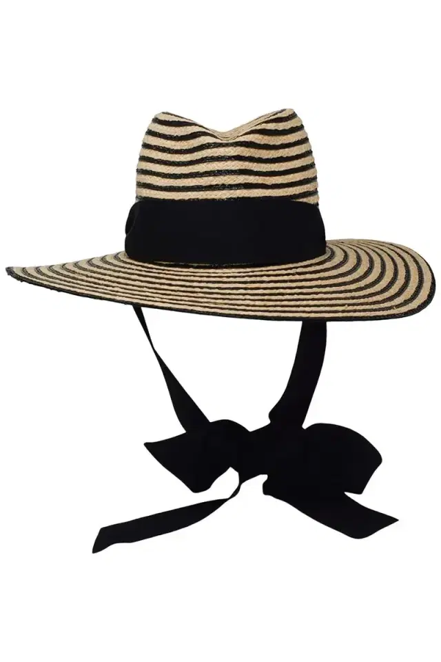 GIGI BURRIS MILLINERY Jeanne With Tie Raffia Hat - Black