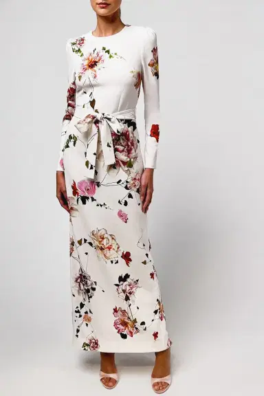 MONIQUE LHUILLIER Jewel Neck Gown | Thumbnail 2
