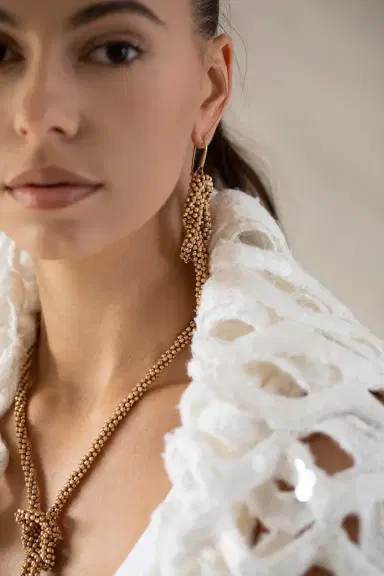 Brunello Cucinelli Knot Pyrite Earrings | Thumbnail 2