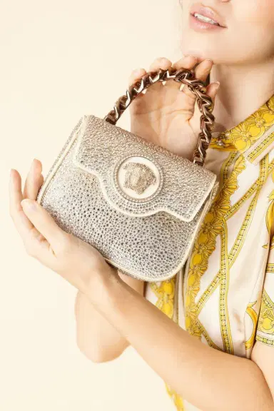 Versace La Medusa Mini Bag - Ivory Palladium | Thumbnail 4