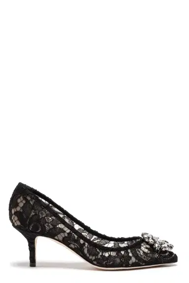 Dolce & Gabbana Lace Heel With Brooch | Thumbnail 1 Dolce & Gabbana Lace Heel With Brooch | Thumbnail 1