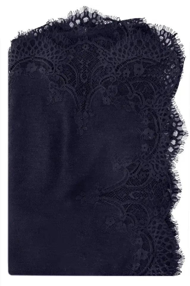 JANAVI INDIA Lace Scarf - Navy