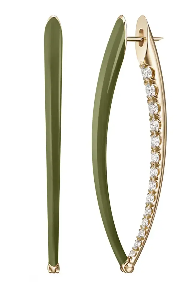 Melissa Kaye Large Army Green Cristina Earrings