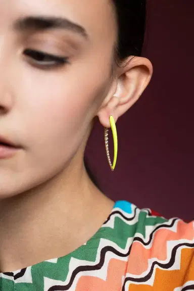 Melissa Kaye Large Cristina Neon Yellow Earrings | Thumbnail 2 Melissa Kaye Large Cristina Neon Yellow Earrings | Thumbnail 2
