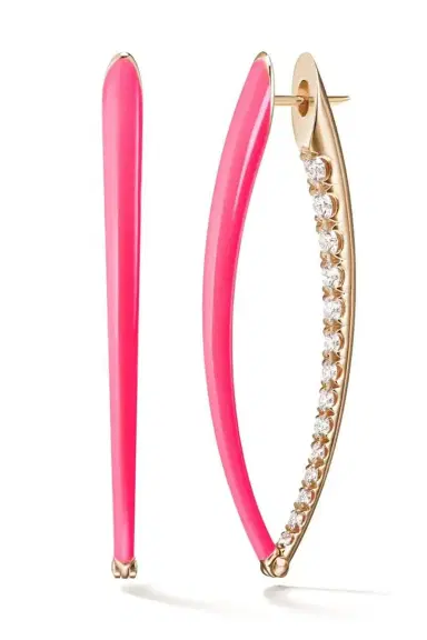 Melissa Kaye Large Cristina Pink Earrings | Thumbnail 1 Melissa Kaye Large Cristina Pink Earrings | Thumbnail 1