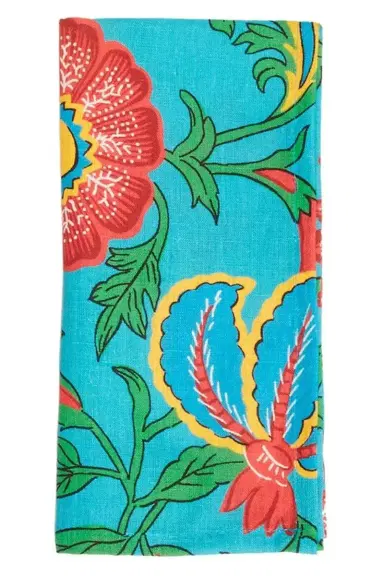 La DoubleJ Large Napkins Set Of 6 - Dragon Flower Turchese | Thumbnail 2 La DoubleJ Large Napkins Set Of 6 - Dragon Flower Turchese | Thumbnail 2