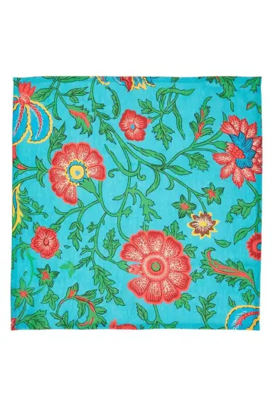 La DoubleJ Large Napkins Set Of 6 - Dragon Flower Turchese | Thumbnail 3 La DoubleJ Large Napkins Set Of 6 - Dragon Flower Turchese | Thumbnail 3