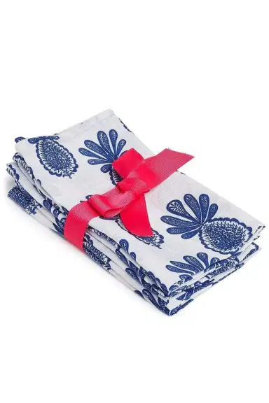 La DoubleJ Large Napkins Set Of 6 - Pineapple Blu | Thumbnail 1