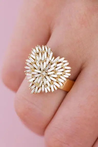 Suzanne Kalan Large White Gold Heart Ring | Thumbnail 2