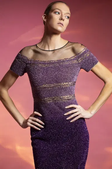 PAMELLA ROLAND Lavender Ombre Signature Sequin Gown | Thumbnail 3