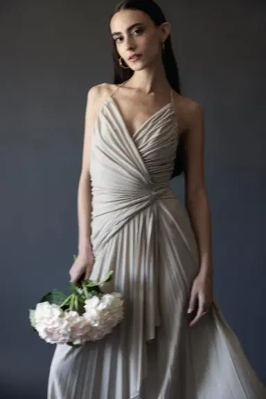 Alexandre Vauthier Long Pleated Dress | Thumbnail 2