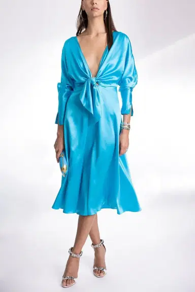 ALEJANDRA ALONSO ROJAS Long Sleeve Tie Front Dress | Thumbnail 2