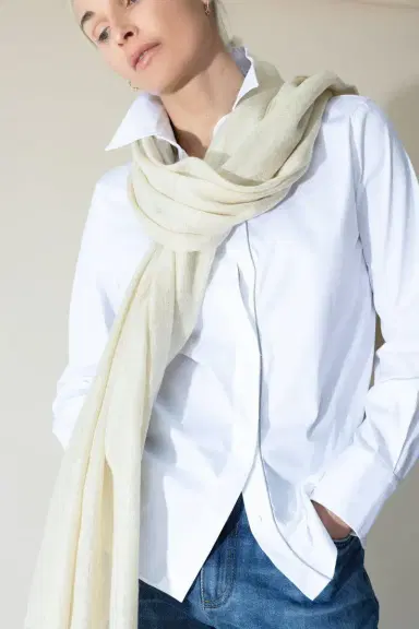 Brunello Cucinelli Lurex Scarf - Butter | Thumbnail 2