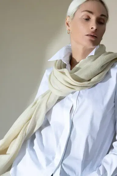 Brunello Cucinelli Lurex Scarf - Butter | Thumbnail 3