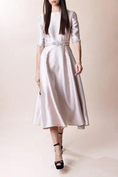 Reem Acra Mikado Jewel Neck Dress | Thumbnail 2