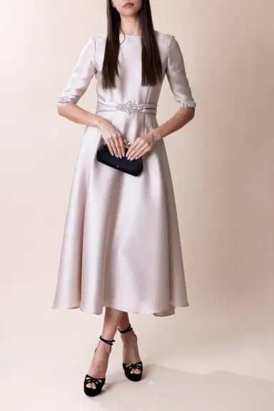 Reem Acra Mikado Jewel Neck Dress | Thumbnail 3