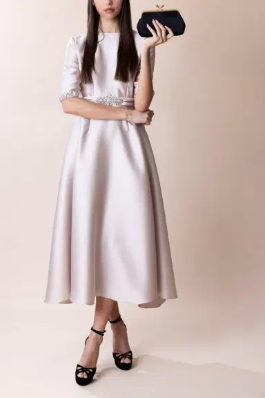 Reem Acra Mikado Jewel Neck Dress | Thumbnail 4