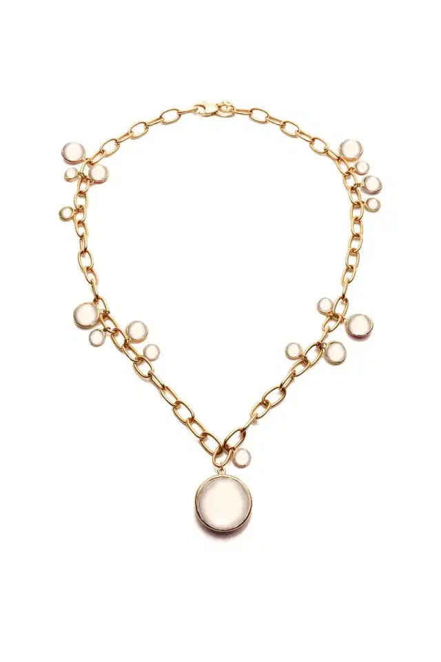 GOSHWARA Mischief Moon Quartz Disc Necklace