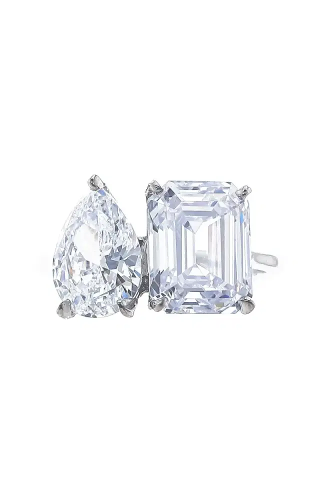 FANTASIA by DESERIO Moi et Toi Emerald Pear Ring