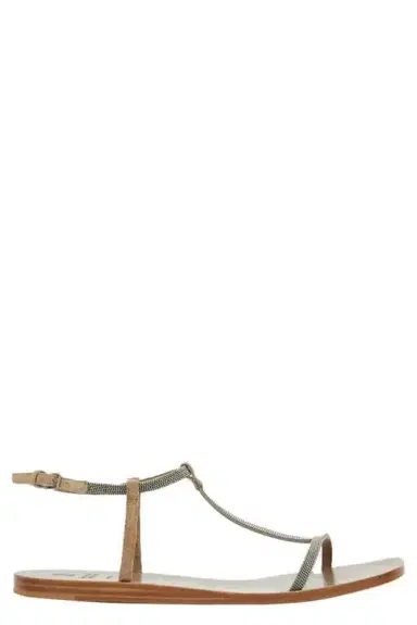Brunello Cucinelli Monili Trim Flat Sandal | Thumbnail 1