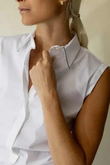 Brunello Cucinelli Monili Trim Sleeveless Top | Thumbnail 3