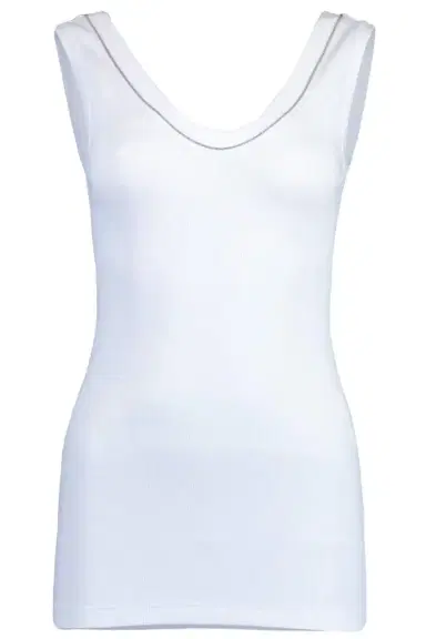 Brunello Cucinelli Monili Trim Tank - White | Thumbnail 1 Brunello Cucinelli Monili Trim Tank - White | Thumbnail 1