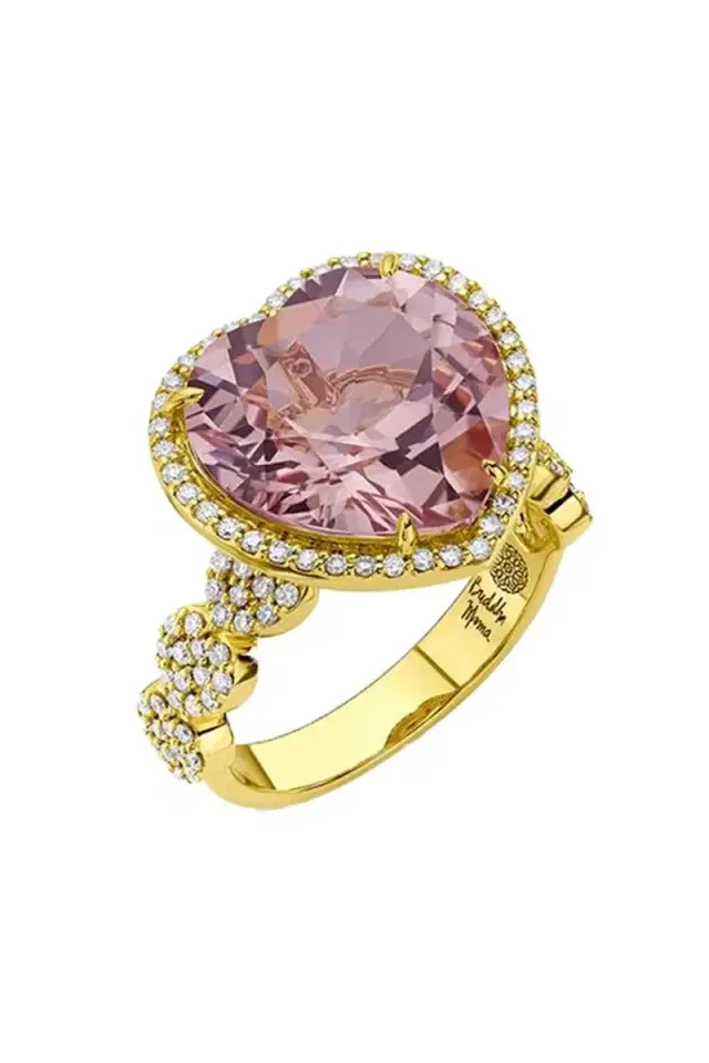 BUDDHA MAMA Morganite Diamond Heart Ring