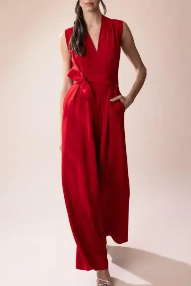 Adam Lippes Nansi Jumpsuit - Vermilion | Thumbnail 3