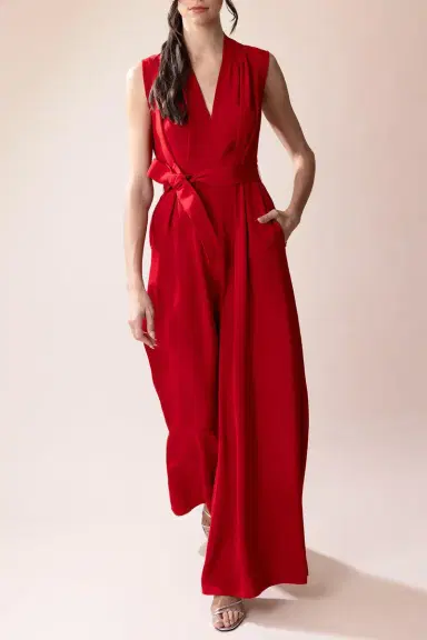 Adam Lippes Nansi Jumpsuit - Vermilion | Thumbnail 4