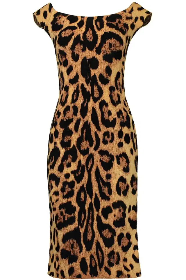 Off Shoulder Scoop Neck Printed Dress