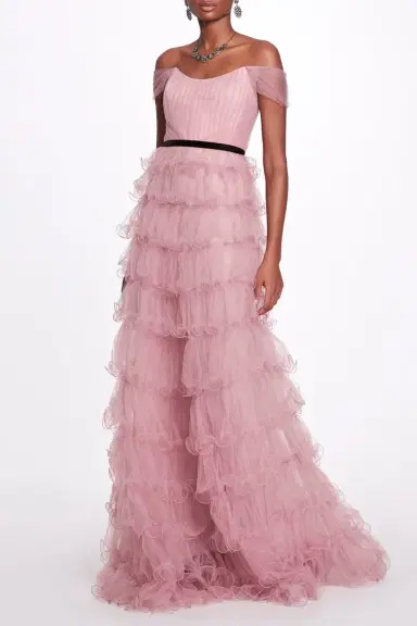 Marchesa Notte Off The Shoulder Gown | Thumbnail 2