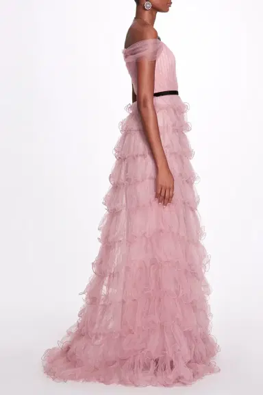 Marchesa Notte Off The Shoulder Gown | Thumbnail 4