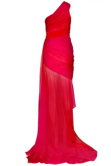PAMELLA ROLAND One Shoulder Ombre Pleated Dress | Thumbnail 6