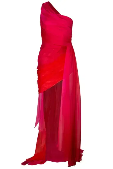 PAMELLA ROLAND One Shoulder Ombre Pleated Dress | Thumbnail 1