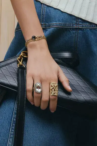 Sylva & Cie Oval Vintage Topaz Diamond Ring | Thumbnail 3