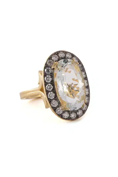 Sylva & Cie Oval Vintage Topaz Diamond Ring | Thumbnail 1