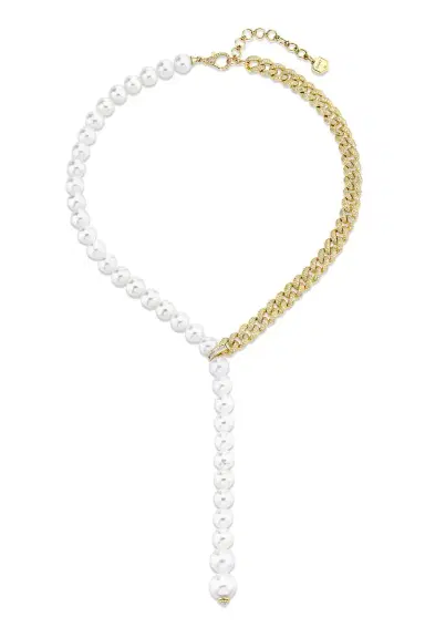 SHAY JEWELRY PEARL DIAMOND SPLIT Y NECKLACE | Thumbnail 1