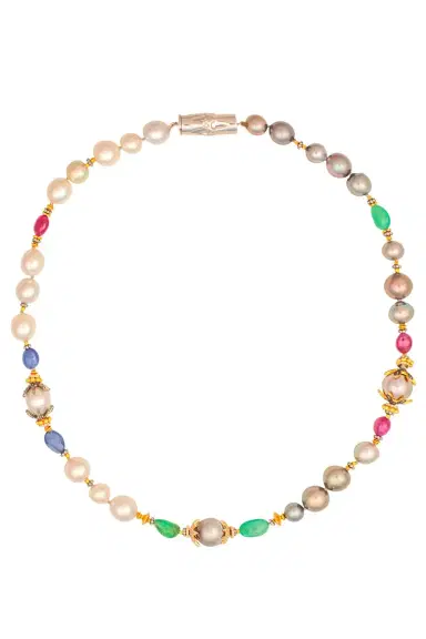 VERDURA Pearl Emerald Sapphire Beaded Necklace | Thumbnail 1