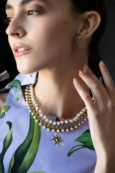 Oscar de la Renta Pearl Small Link Necklace | Thumbnail 3 Oscar de la Renta Pearl Small Link Necklace | Thumbnail 3